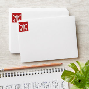 Red Ghost Dance Buffalo white small envelope front
