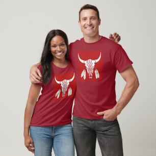 Red Ghost Dance Buffalo women maroon t-shirt