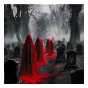Red Ghosts Have Gathered In Graveyard Poster