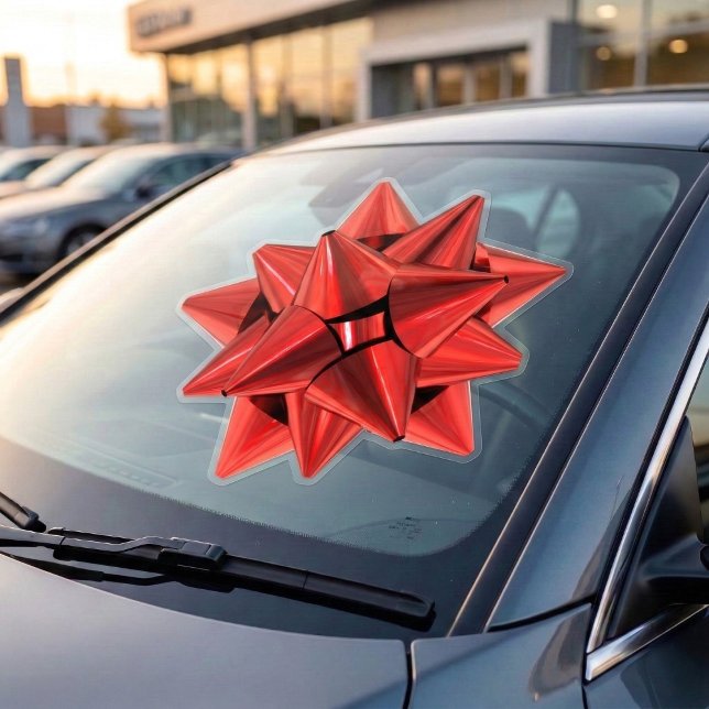 Red Gift Bow Extra Large Window Cling (The ultimate red bow for your biggest surprises.)