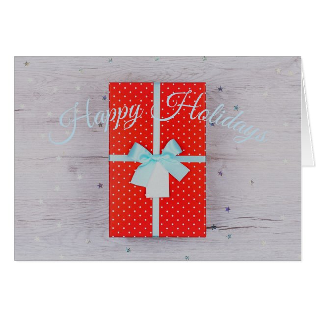 Red Gift Holiday Card (Front Horizontal)