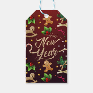 red gift label for new year