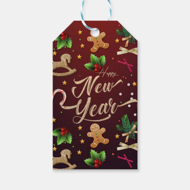 red gift label for new year (Front)