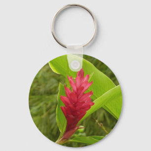 Red Ginger Flower (Alpinia) Tropical Key Ring