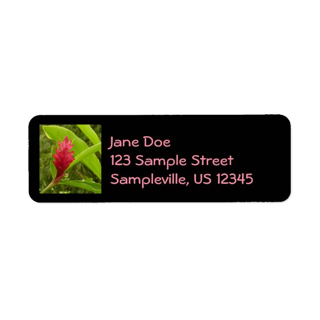 Red Ginger Flower (Alpinia) Tropical Return Address Label (Front)