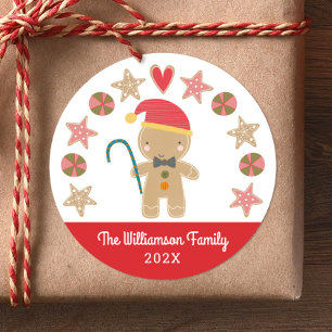 Red Gingerbread Boy Christmas Holiday Cookie Cute Classic Round Sticker