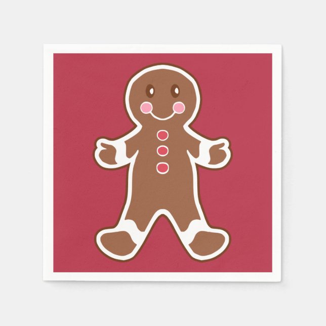 Red Gingerbread Boy Napkins (Front)