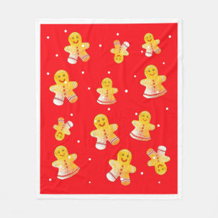 Red Gingerbread Fleece Blanket