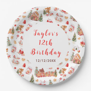 Red Gingerbread House Birthday Party Paper Plate