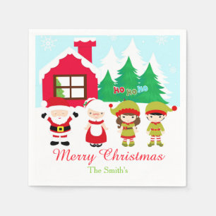 Red Gingerbread House Decorating Christmas Party Napkin