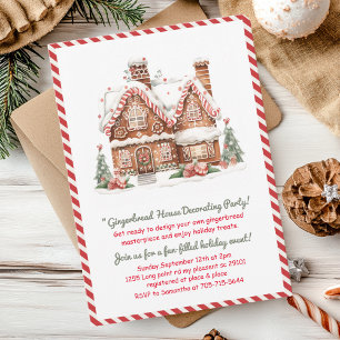 Red Gingerbread House Decorating Party  Invitation