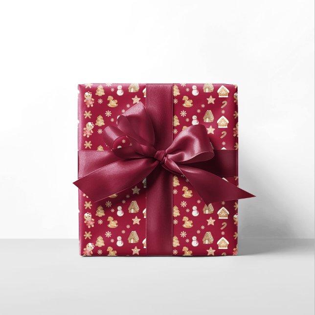 Red Gingerbread Man Festive Christmas Holiday Wrapping Paper (Creator Uploaded)