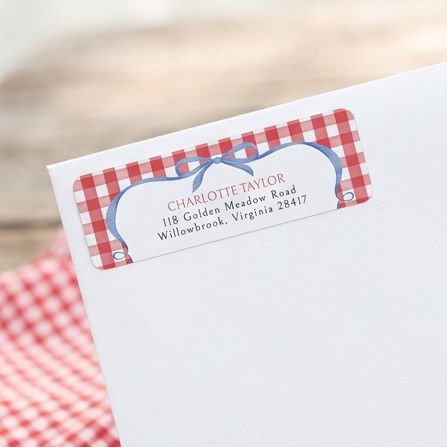 Red Gingham All American Return Address Label (Creator Uploaded)