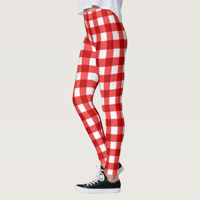 Red Gingham And Chequered Pattern Leggings (Left)