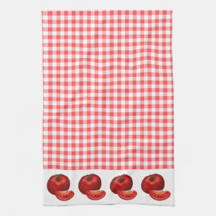 Red Gingham and Tomatoes Kitchen Tea Towel