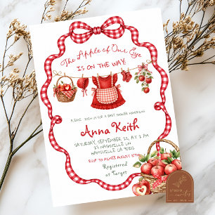 Red Gingham Apple Girl Baby Shower Invitation