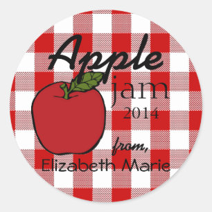 Red Gingham-Apple Jam Classic Round Sticker