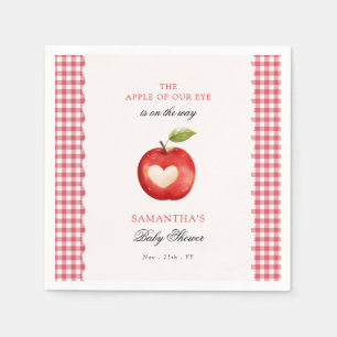 Red Gingham Apple of Our Eye Baby Shower Napkin