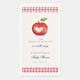 Red Gingham Apple of Our Eye Baby Shower Napkin