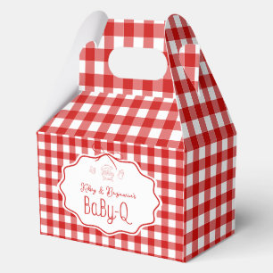 Red Gingham Baby-Q BBQ Baby Shower Gable Boxes