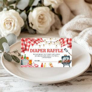 Red Gingham Baby-Q Diaper Raffle Ticket Enclosure Card