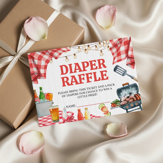 Red Gingham Baby-Q Diaper Raffle Ticket Enclosure Card (Creator Uploaded)