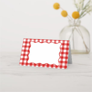 Red Gingham Barbecue Picnic Baby-Q BBQ Baby Shower Place Card