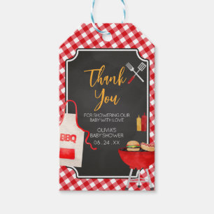 Red Gingham BBQ Baby Shower Favour Tag