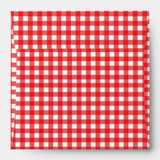 Red Gingham BBQ Chequered Invitation Envelope (Back (Top Flap))