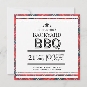 Red Gingham BBQ Party Flat Invitation