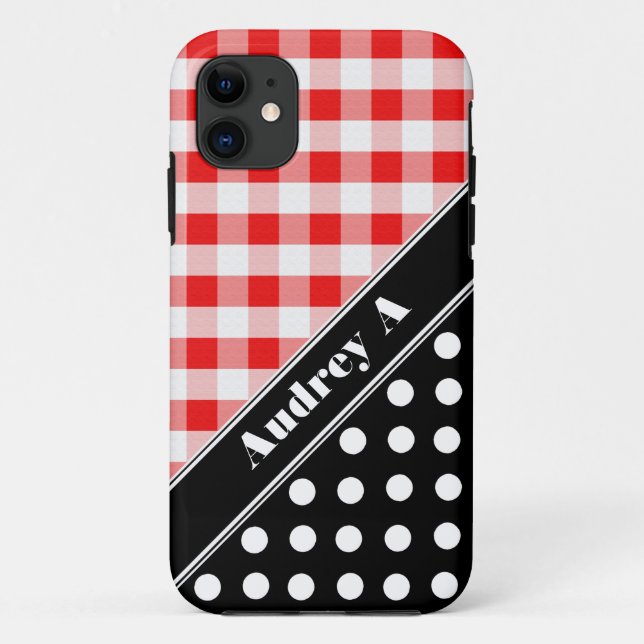 Red Gingham Black Polka Dot iPhone 5 Case (Back)