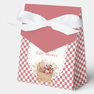 Red Gingham Boho Apple Of Our Eye Baby Shower Favour Box