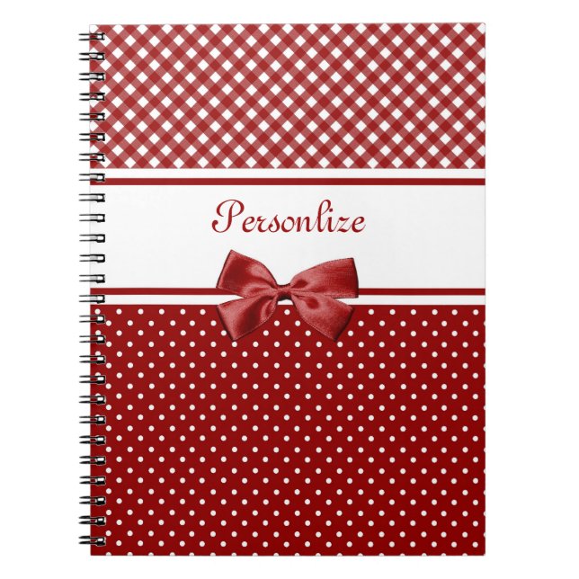 Red Gingham Bow Name Notebook (Front)