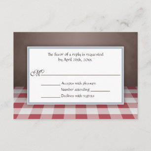 Red Gingham Brown RSVP Reply Cards
