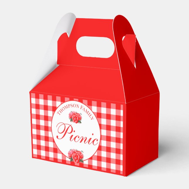 Red Gingham Buffalo Check Picnic Custom Favour Box (Front Side)