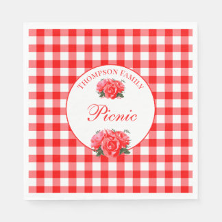 Red Gingham Buffalo Check Picnic Paper Napkin