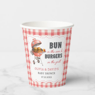 Red Gingham Burger BBQ Baby Shower Paper Cups