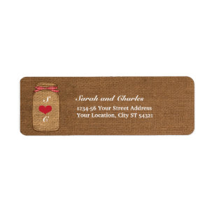 Red Gingham & Burlap Mason Jar Return Address Label