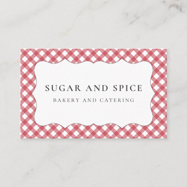Red Gingham Business Card (Front)