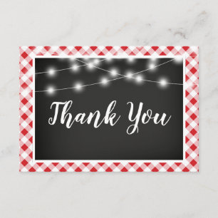 Red Gingham Chalkboard Lights Shower Thank You
