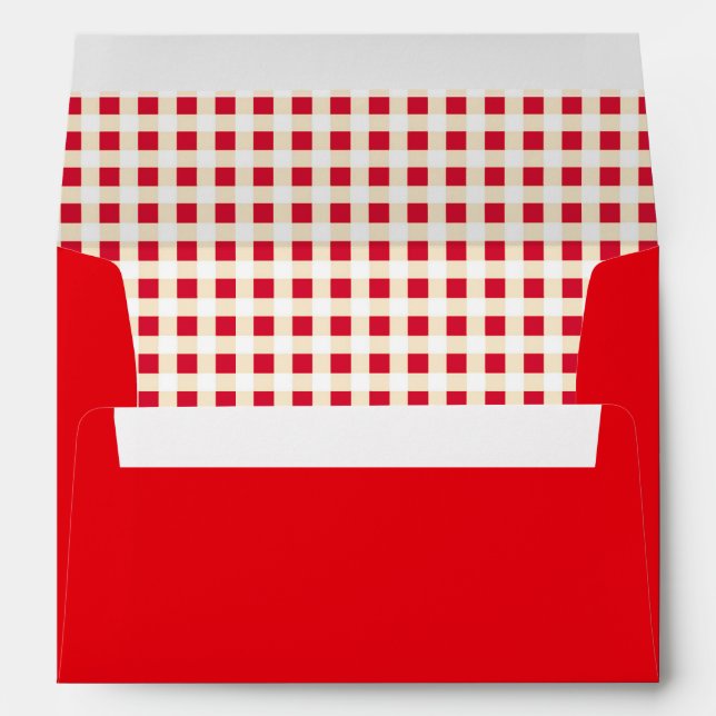 Red Gingham Check Christmas Envelope (Back (Bottom))