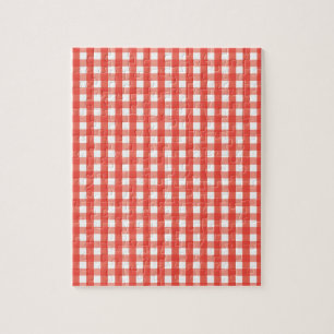 Red Gingham Check Pattern Jigsaw Puzzle