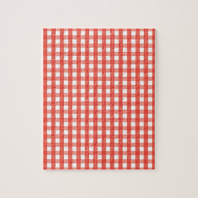 Red Gingham Check Pattern Jigsaw Puzzle (Vertical)