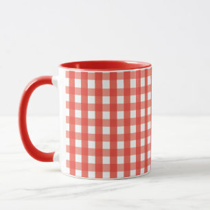 Red Gingham Check Pattern Mug