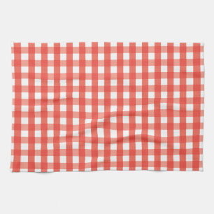 Red Gingham Check Pattern Tea Towel