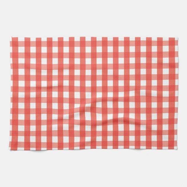 Red Gingham Check Pattern Tea Towel (Horizontal)