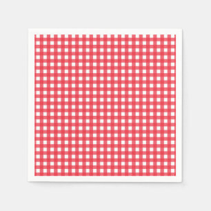 Red Gingham Chequered Rustic Country Picnic Party Napkin