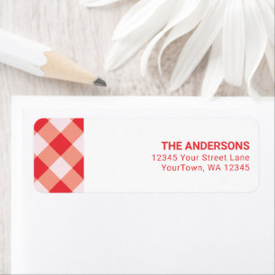 Red Gingham Christmas Holiday Return Address Label