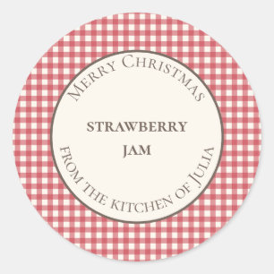 Red Gingham Christmas Jar Labels Homemade Gifts