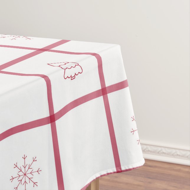 Red Gingham Christmas Pattern  Tablecloth (In Situ)